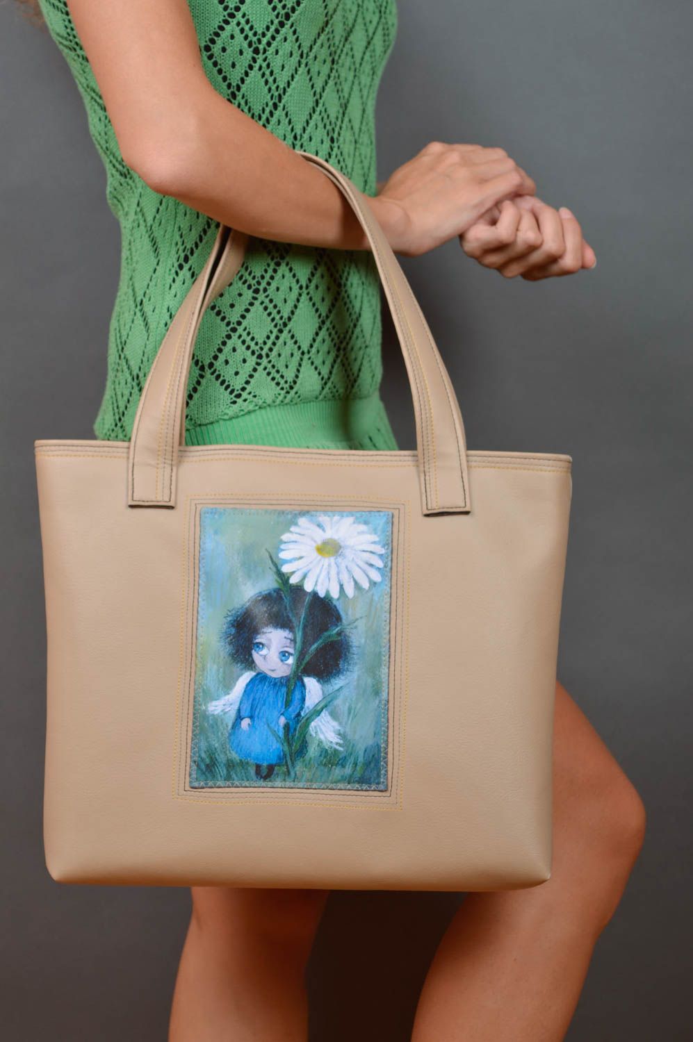 Сумка из искусственной кожи ручной работы сумка с рисунком летняя сумка фото 5