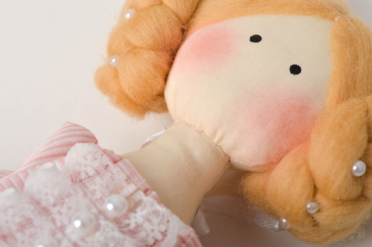 Beautiful handmade rag doll soft interior toy nursery design decorative use only photo 3