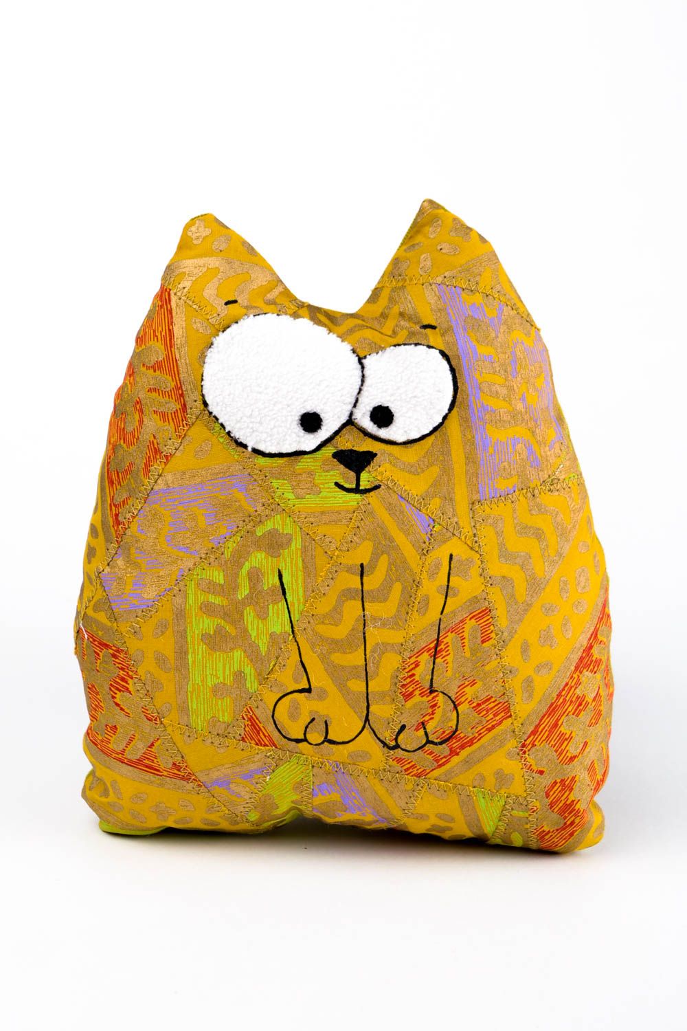 Handmade decor element designer cute soft toy beautiful textile cat toy photo 3