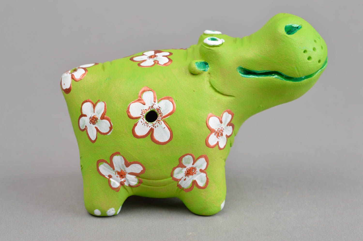 Lernspielzeug für Kind handmade Nilpferd Keramik Figur Musikinstrument für Kind foto 2