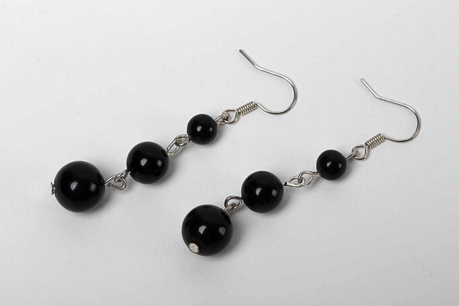 Perlen Ohrhänger handmade Juwelier Modeschmuck Geschenk für Frauen Achat schwarz foto 2