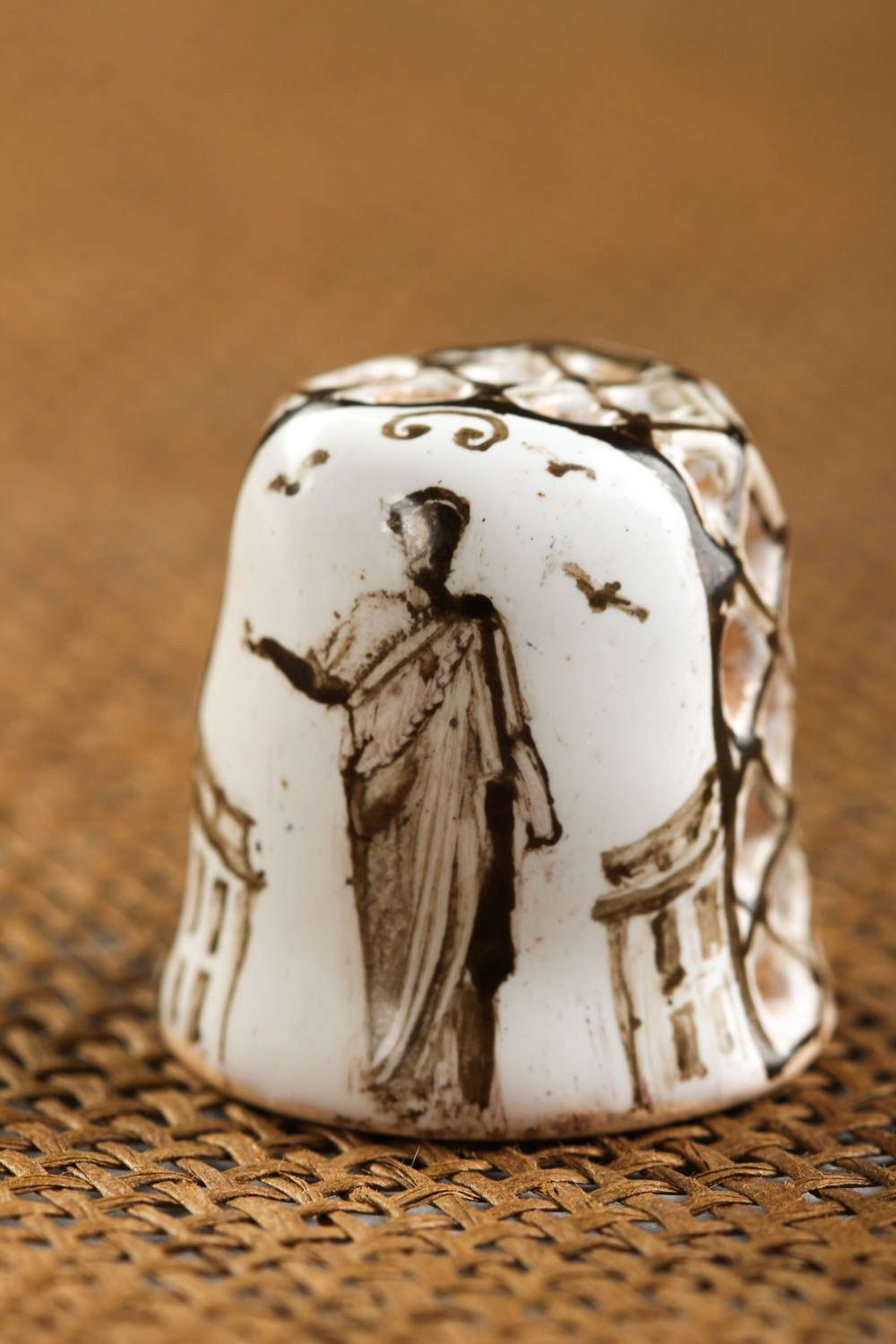 Dedal artesanal de arcilla decorado accesorio para costura regalo original foto 1