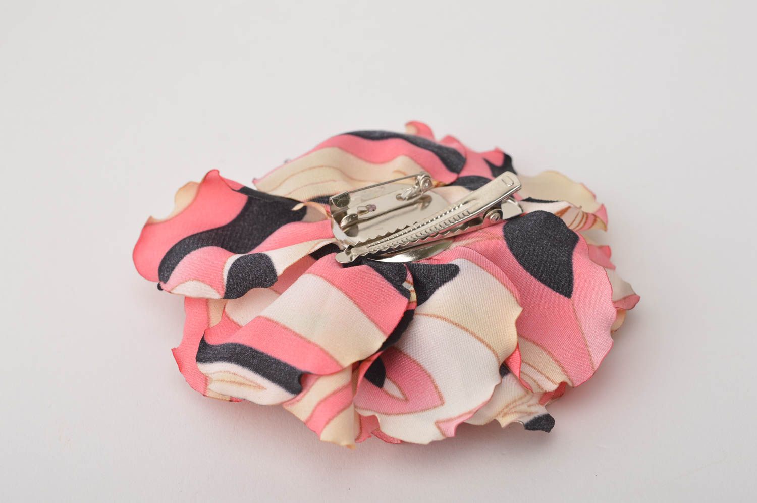 Beautiful handmade flower brooch jewelry hair clip textile barrette gift ideas photo 4