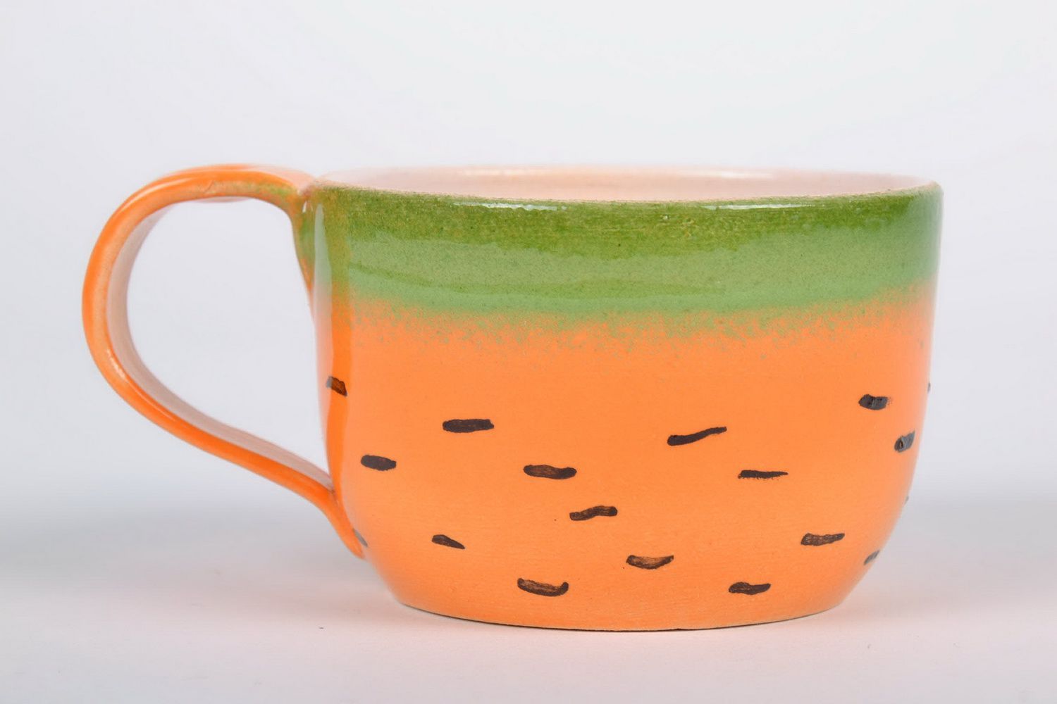 Art decorative glazed cup in carrot pattern with handle photo 3