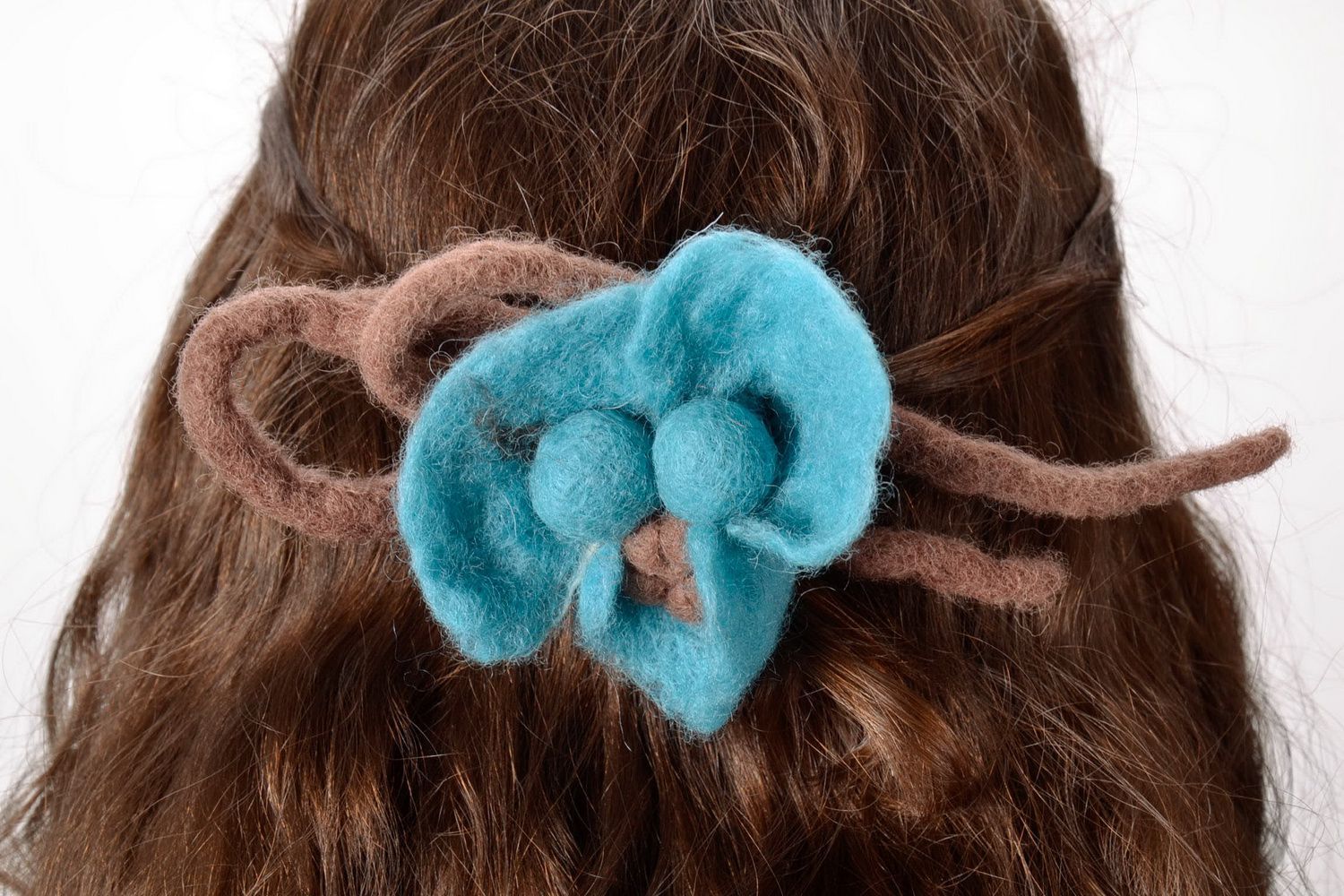 Pince cheveux faite main Barrette à cheveux en laine feutrée Accessoire femme photo 2