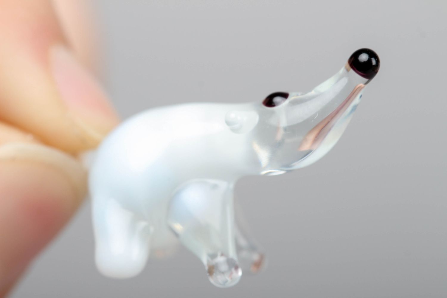 Figurine ours blanc en verre au chalumeau faite main photo 3