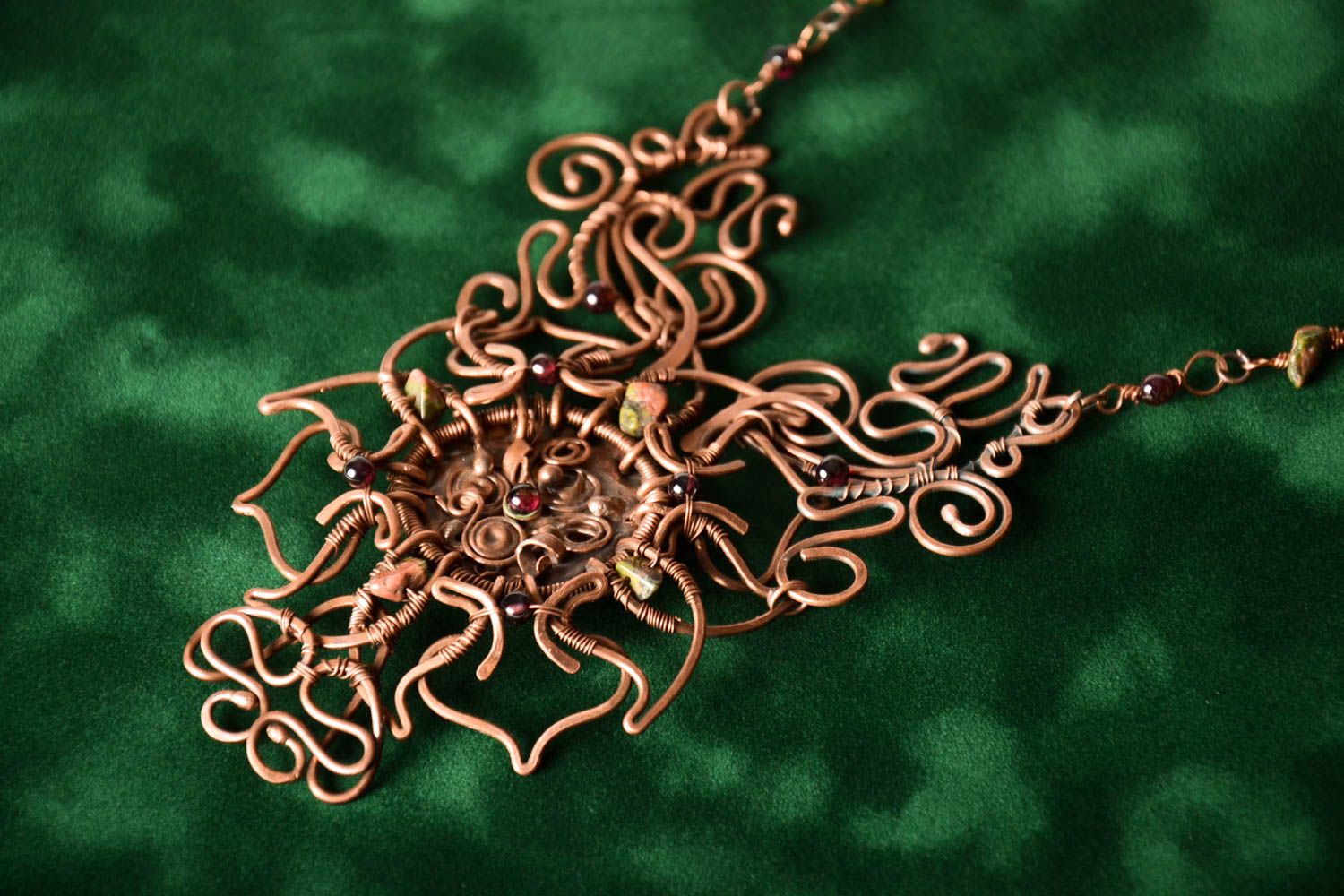 Hadmade Damen Halskette exklusiver Schmuck originelles Geschenk schön Kupfer  foto 1