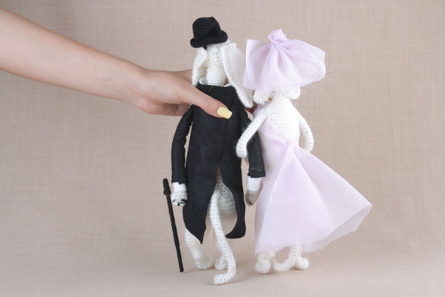 Jouet décoratif crocheté artisanal Couple marié photo 2