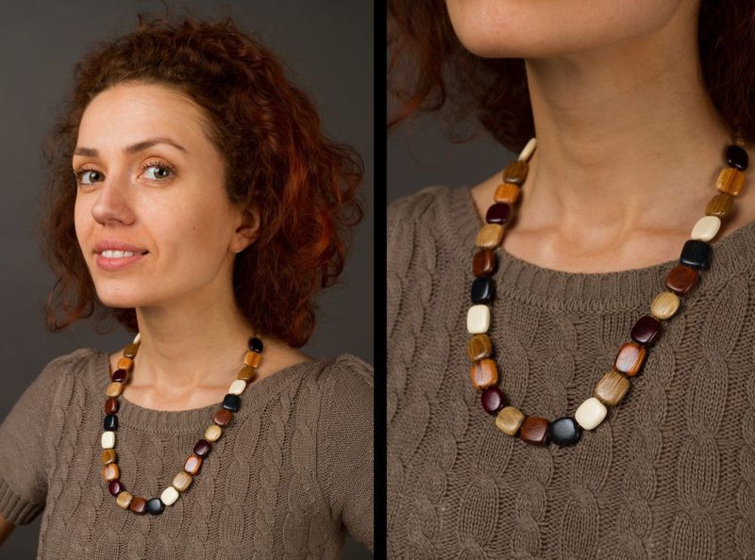 Beaded necklace made ​​of wood photo 2