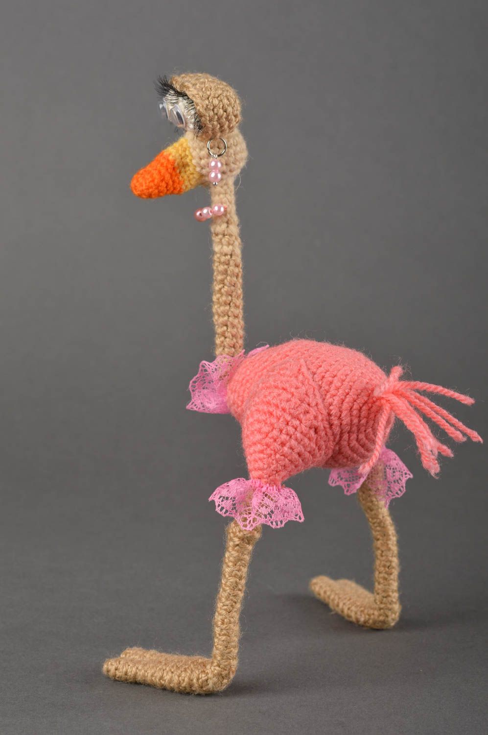 Игрушка ручной работы декор для дома интерьерная игрушка в виде страуса фото 3