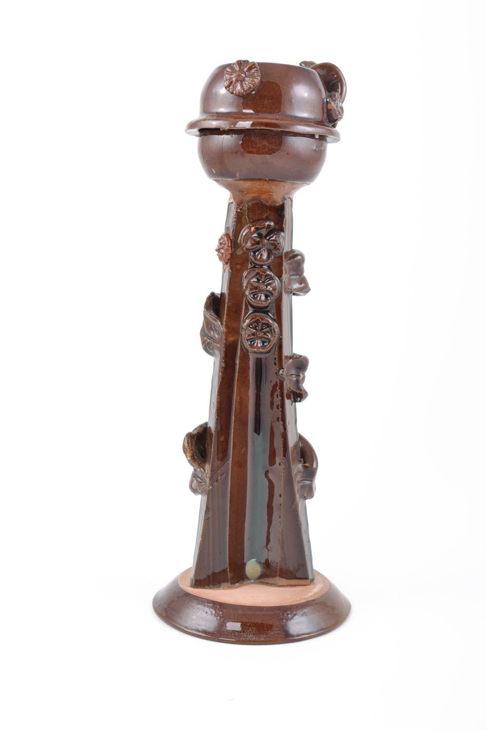 Figurine en céramique marron faite main décoration belle et originale pour table photo 2