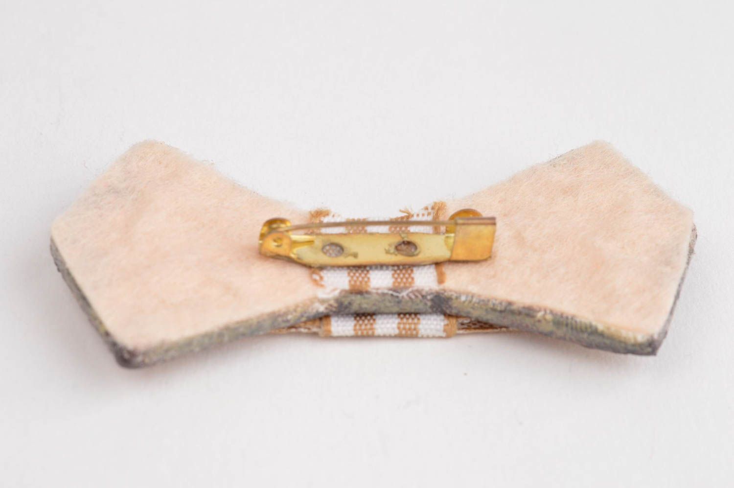 Broche noeud papillon faite main Bijou original à carreaux Cadeau pour femme photo 3