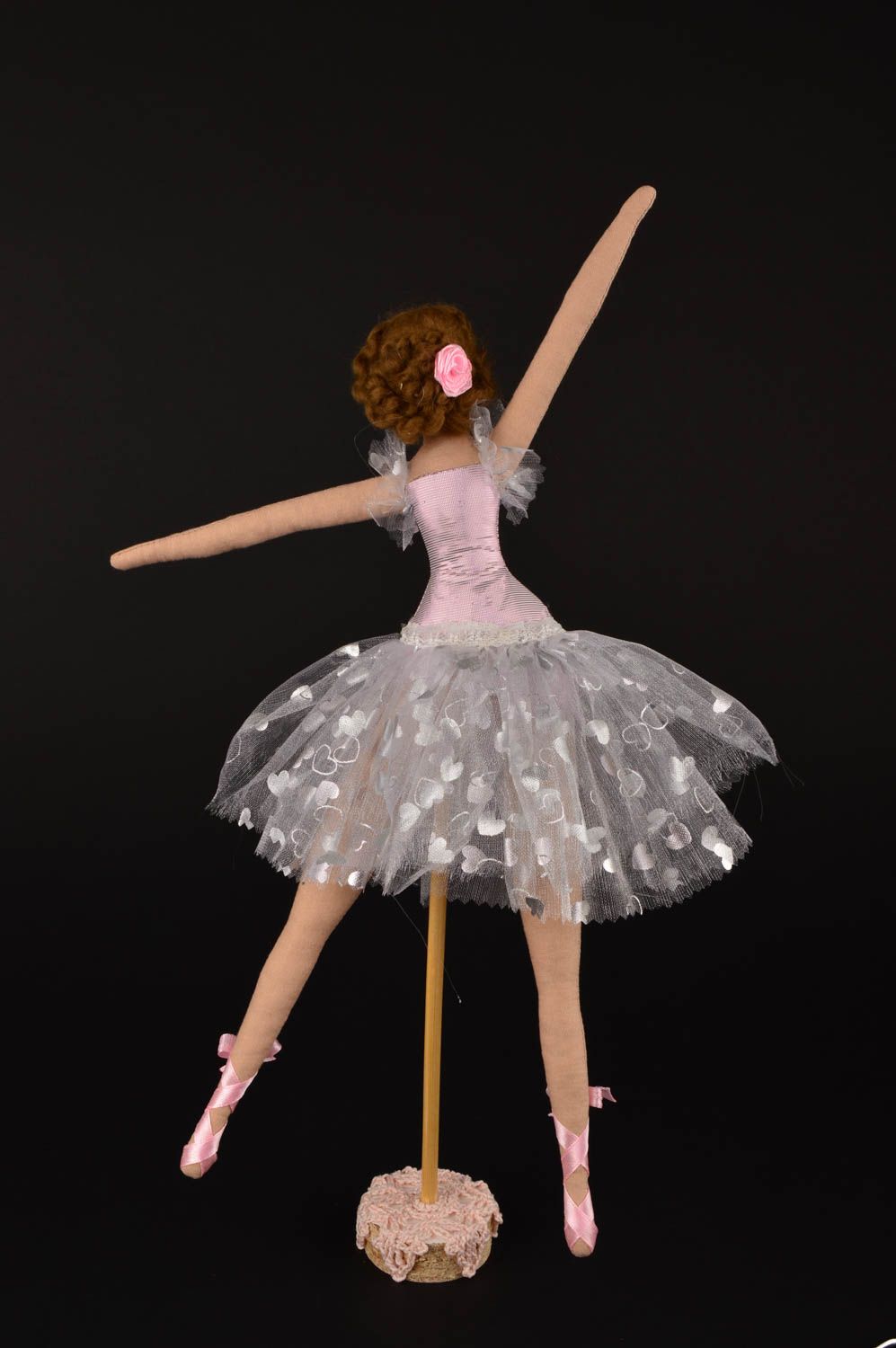 Кукла ручной работы кукла из ткани авторская кукла на подставке Балерина фото 4