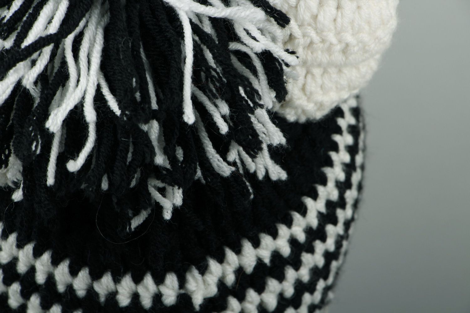 Bonnet hiver tricoté Zèbre fait main photo 4