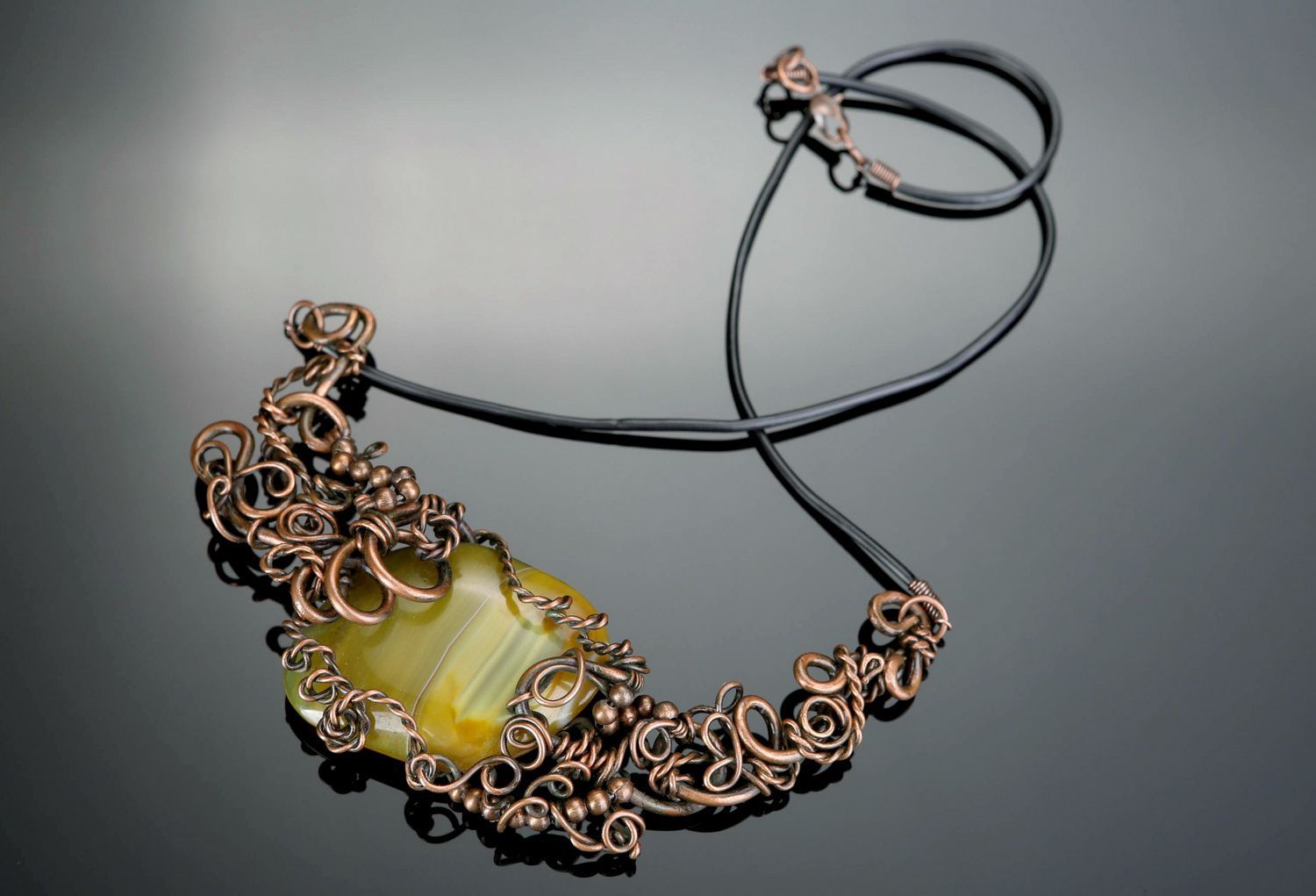 Necklace from copper with agate photo 3