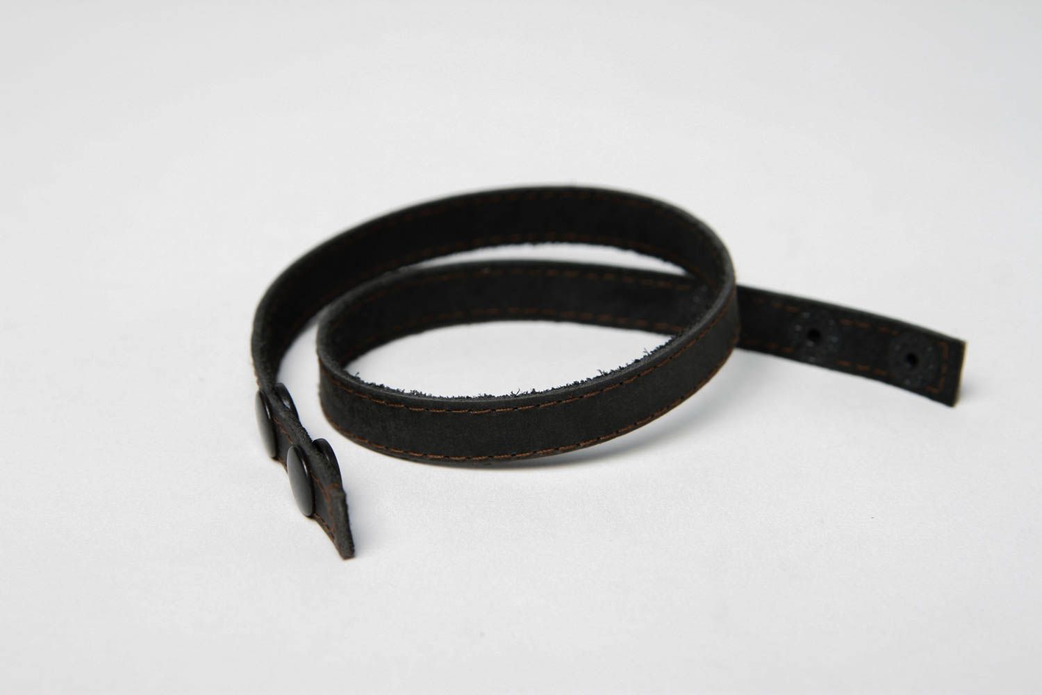Bracelet cuir Bijoux fait main stylé noir design Accessoire femme cadeau photo 5