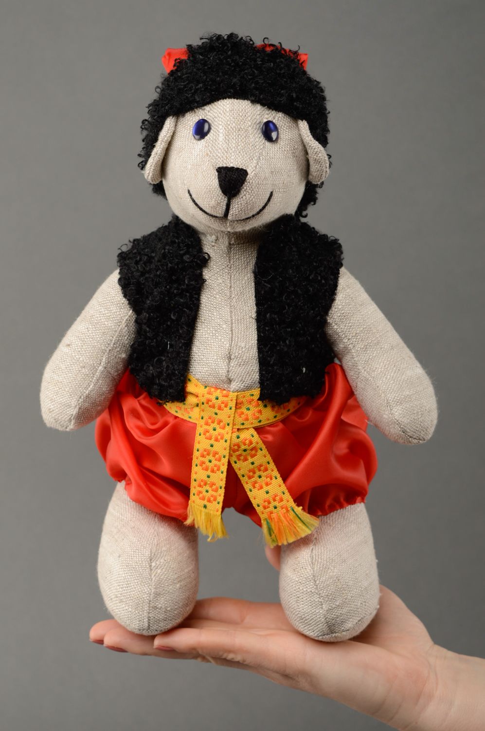 Авторская кукла ручной работы из ткани Медведь-казак фото 3