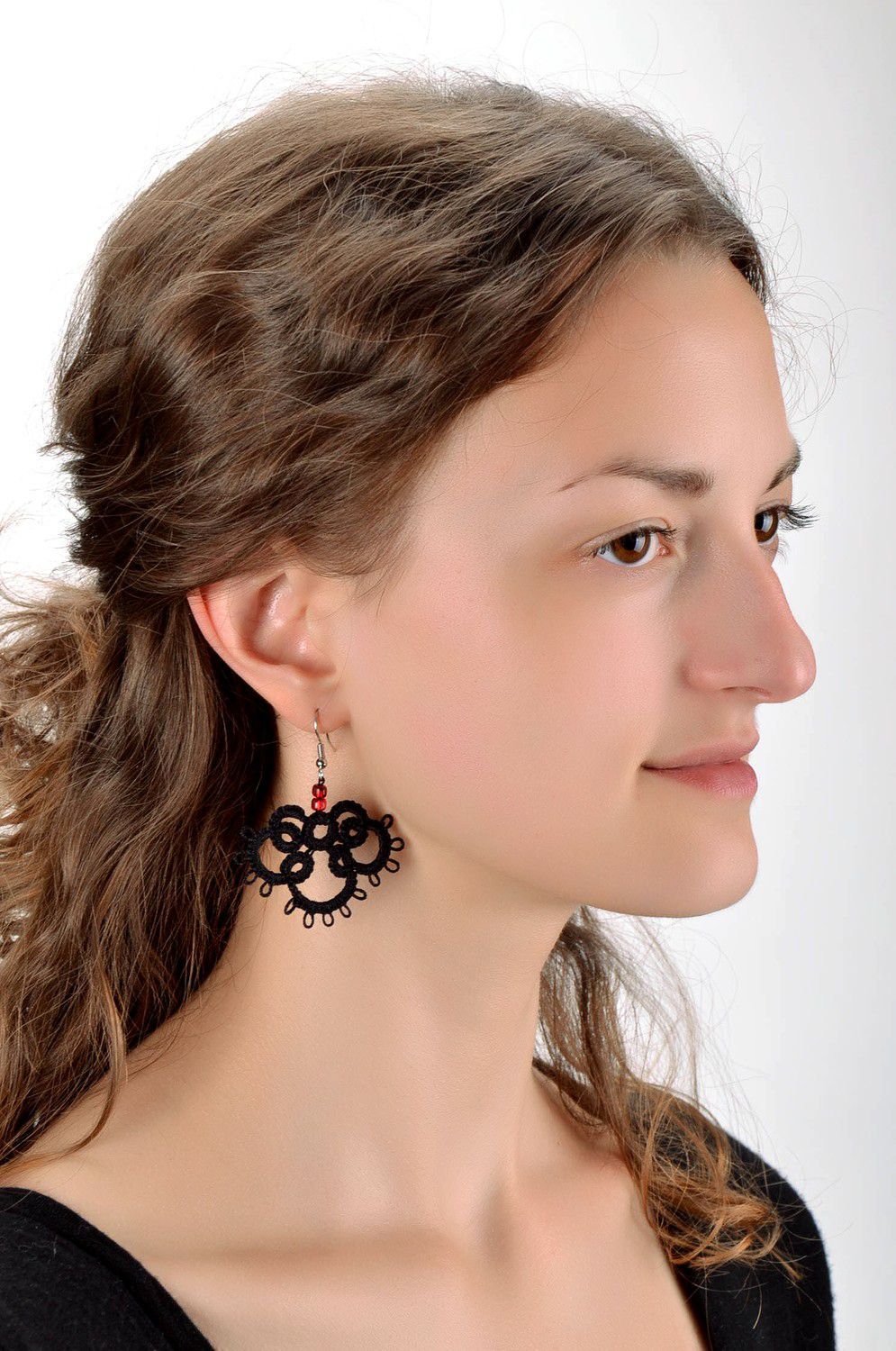 Earrings made from woven lace Black Clover photo 5
