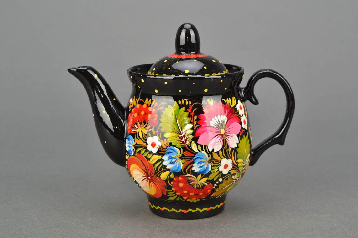 Porcelain teapot with Petrikov painting photo 1
