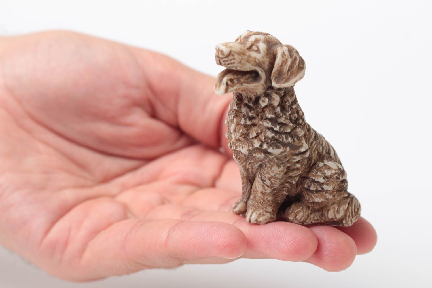 Figurine chien fait main Déco intérieur poudre marbre résine Cadeau original photo 5