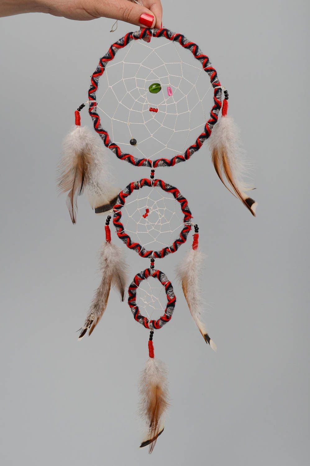 Handgefertigte Deko zum Aufhängen Deko Hänger Traumfänger Indianer mit Federn foto 5