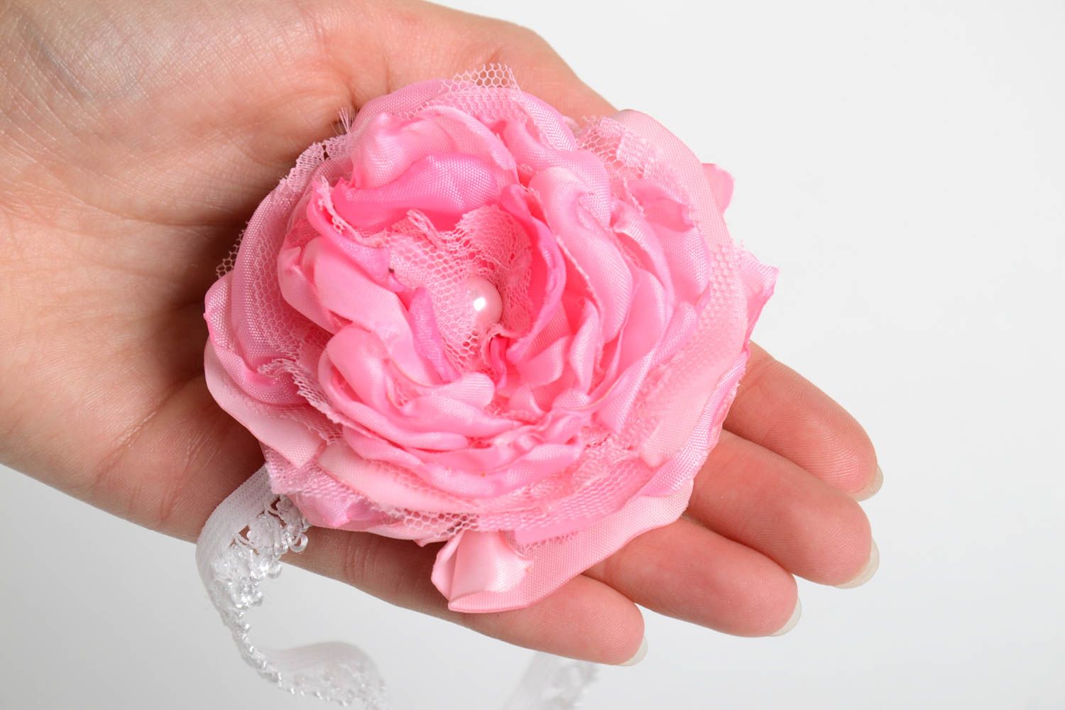Haarband Blumen handgefertigt Accessoire für Haare Haarschmuck Blüte in Rosa foto 2
