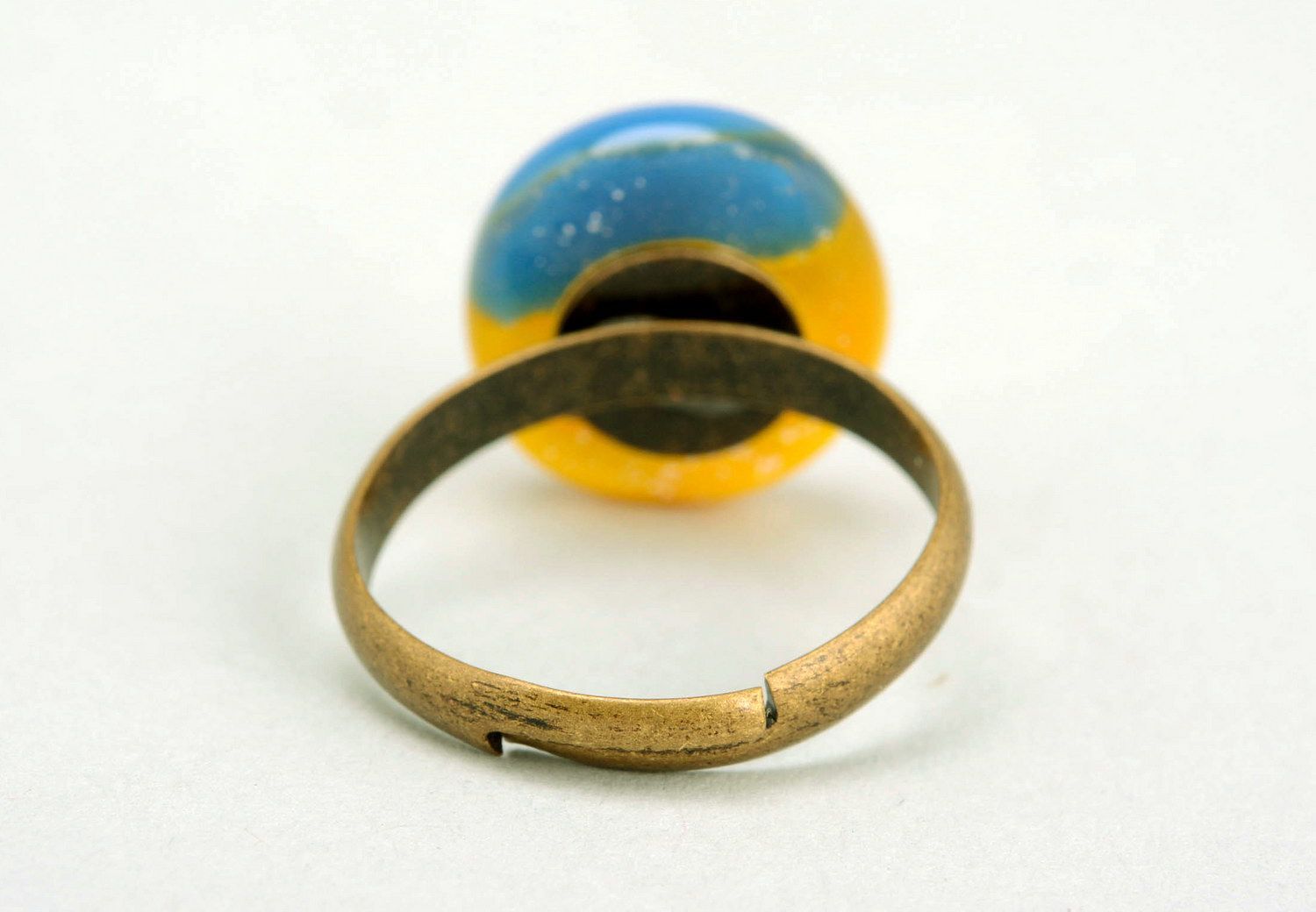 Ring made of fused glass Ukrainian Flag photo 4