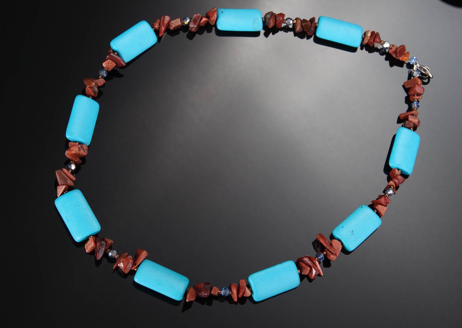 Necklace made of jasper & pressed turquoise photo 2