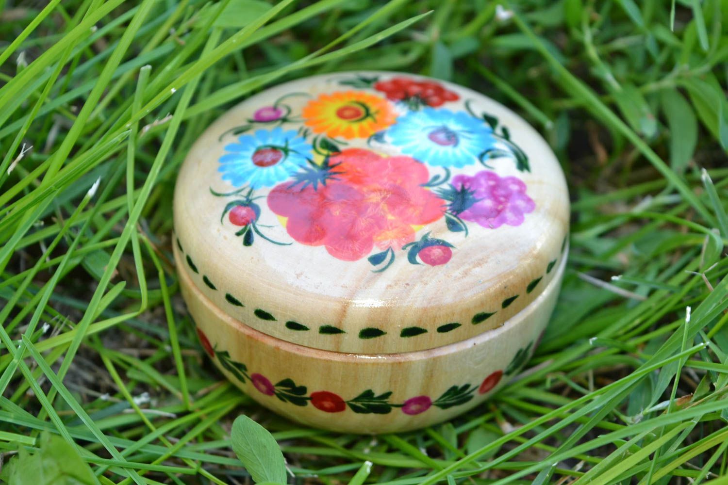 Beautiful handmade wooden jewelry box painted box for accessories gifts for her photo 1