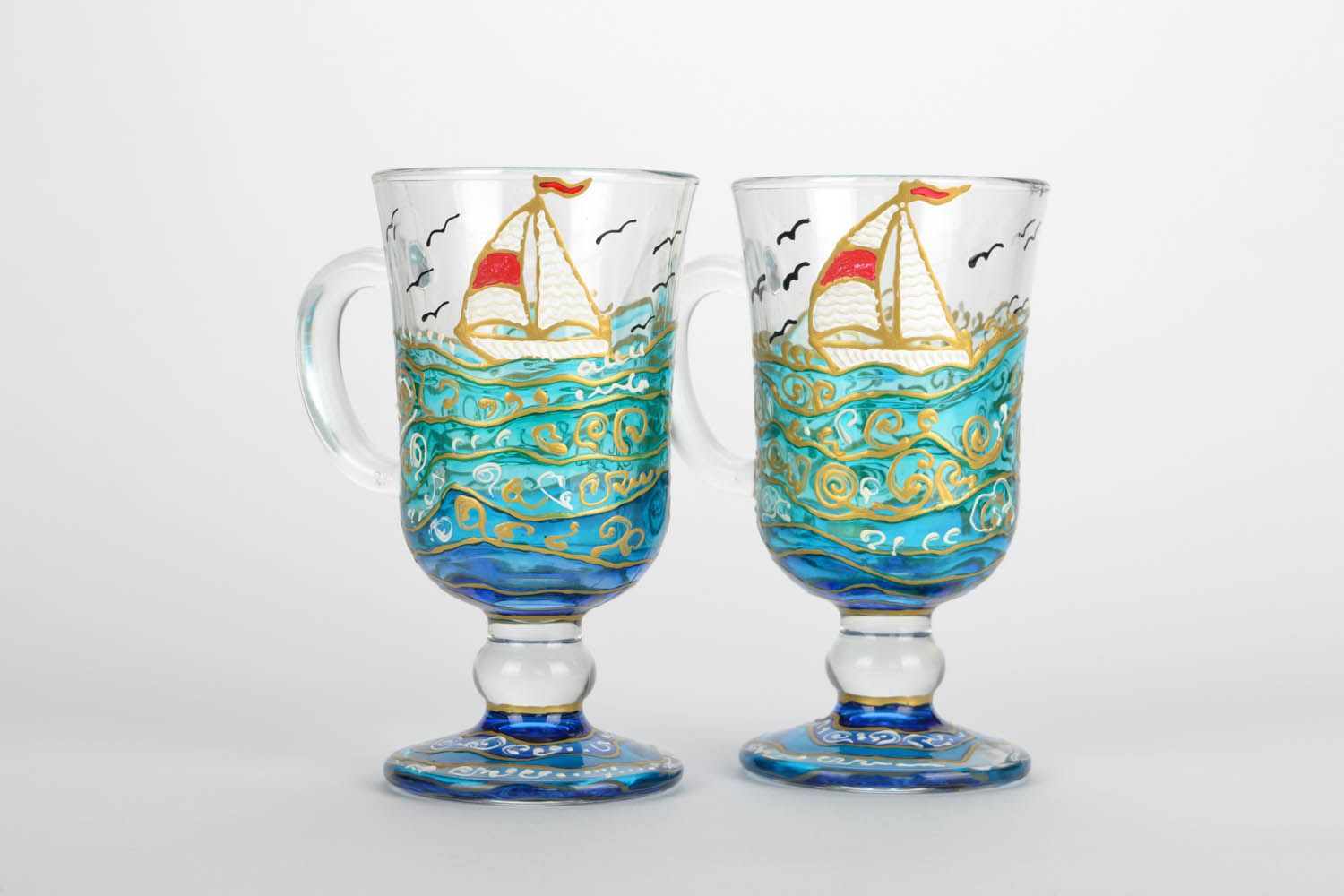 Coffee glasses with painting photo 3