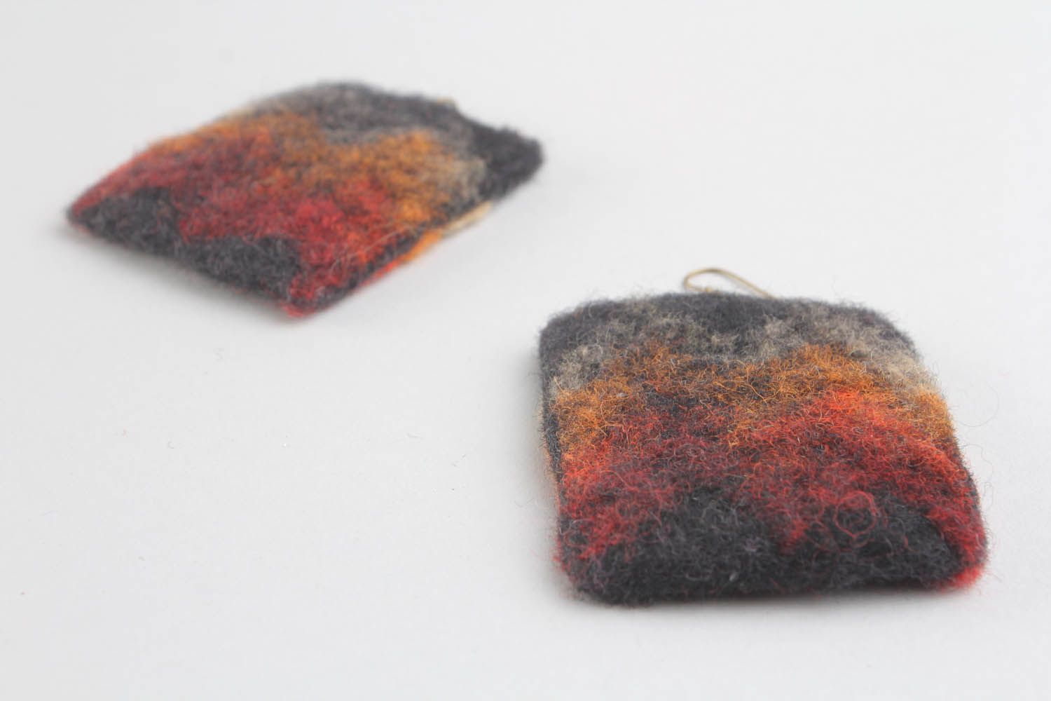 Woolen earrings made using the technique of needle felting photo 5