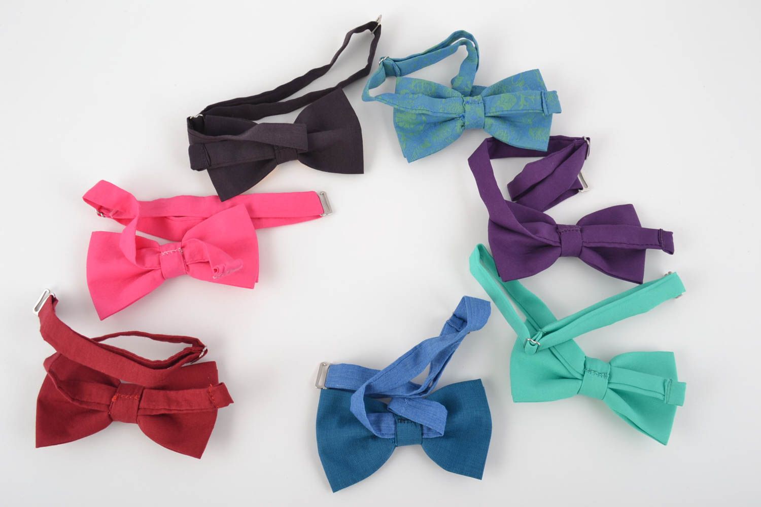 Set of 7 handmade designer bright cotton fabric bow ties unusual accessories photo 5