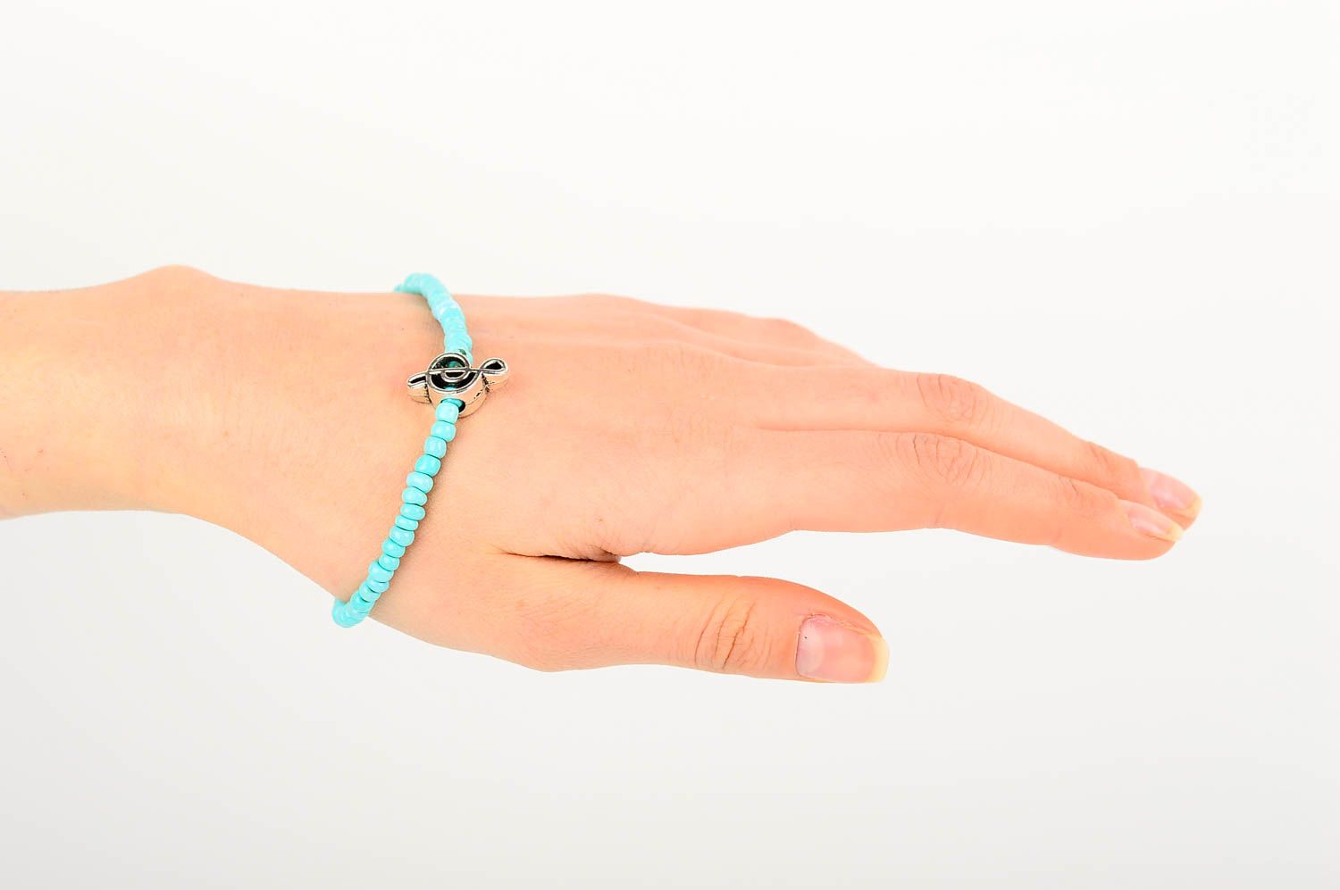 Голубой модный браслет ручной работы браслет из бусин и бисера модная бижутерия фото 2