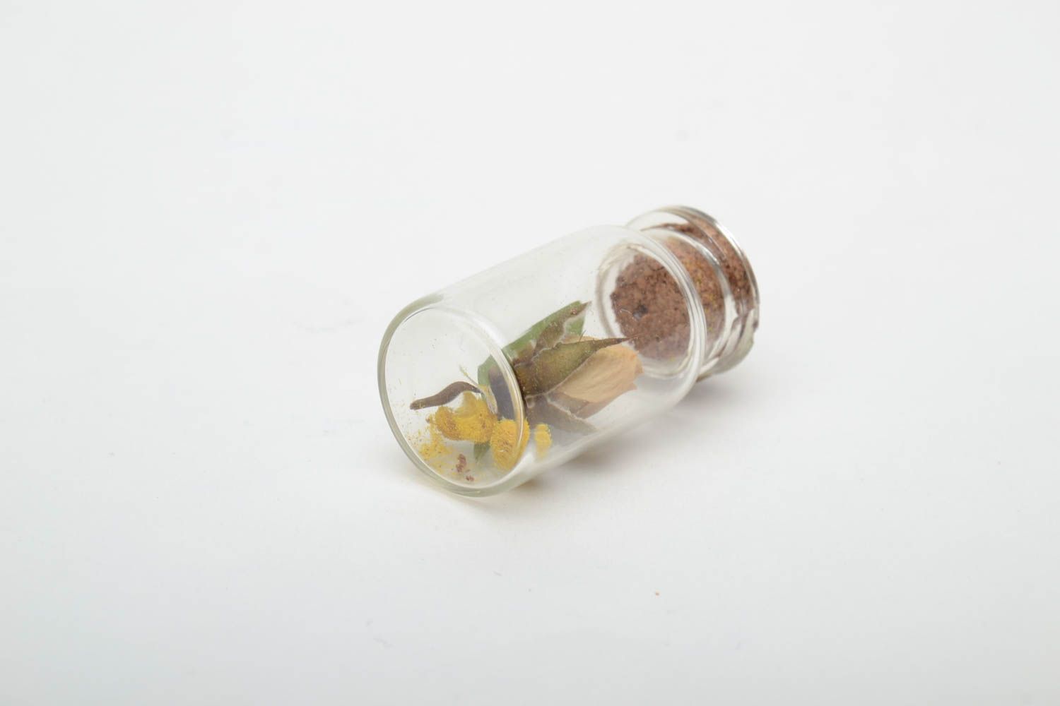 Suspension décorative en forme de flacon en verre avec fleurs jaunes photo 4