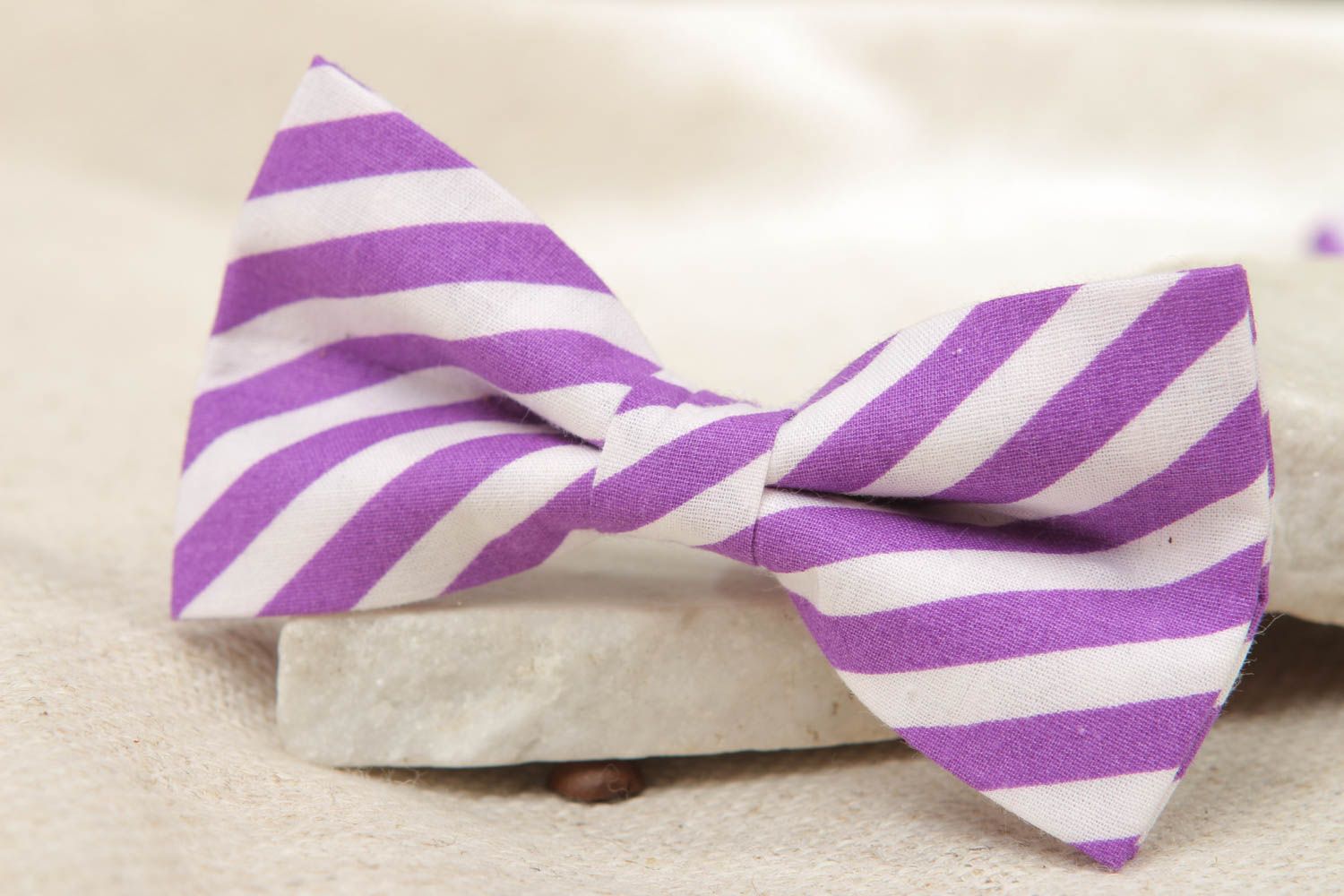 Striped cotton fabric bow tie photo 5
