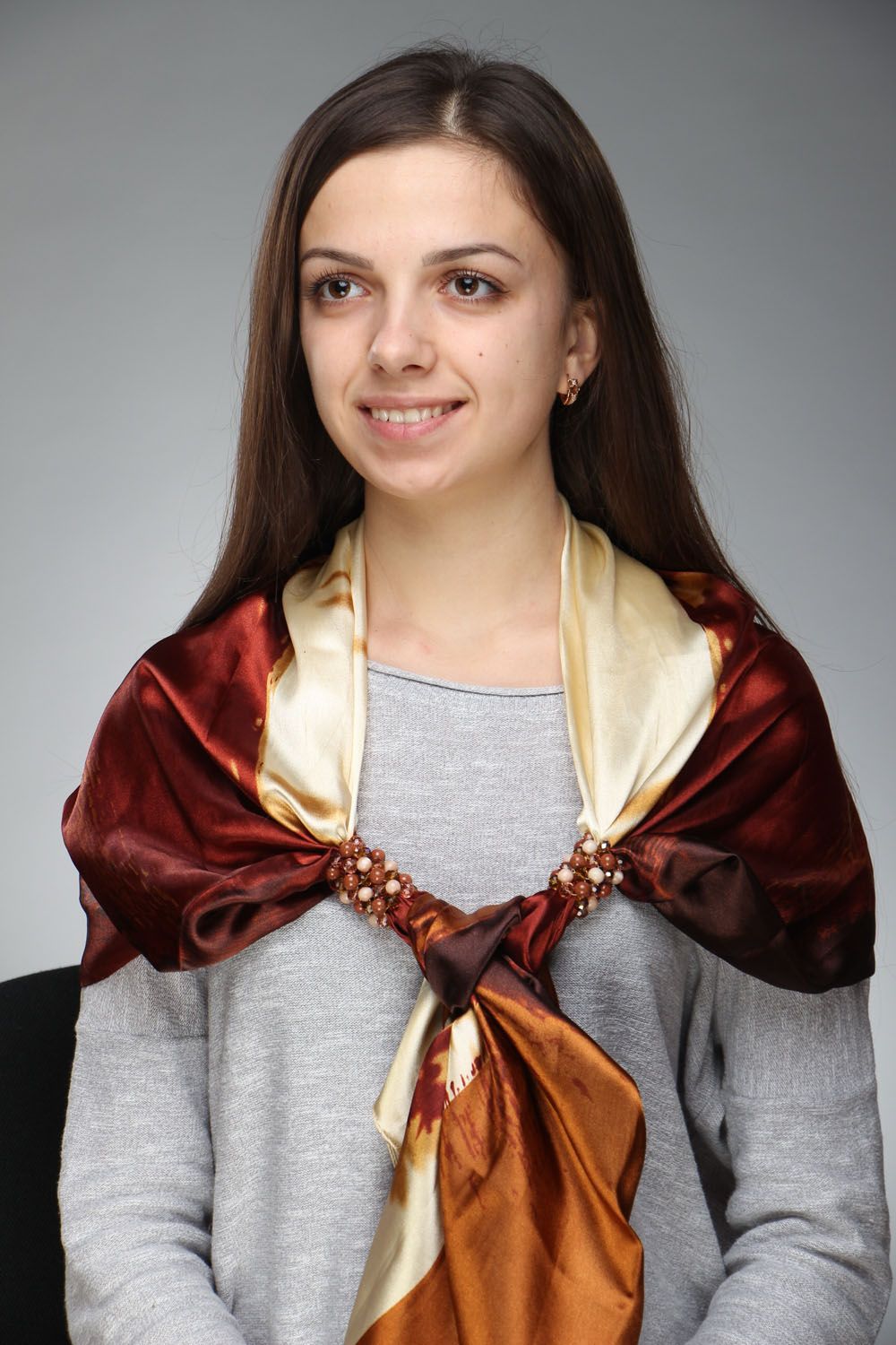 Silk scarf with jasper and aventurine photo 4