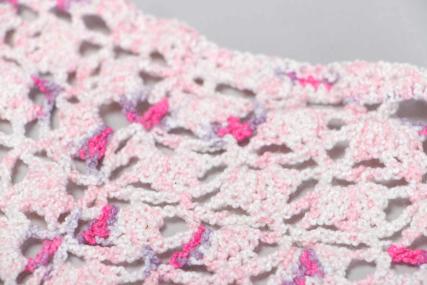 Light handmade lacy crochet cotton shawl for women photo 3
