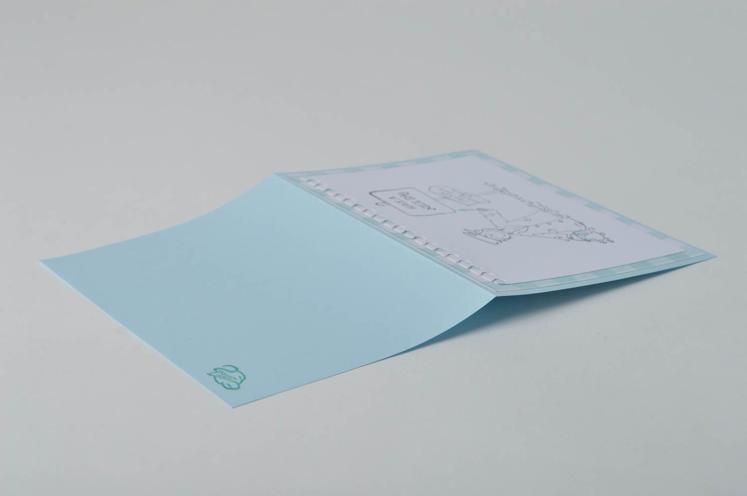 Carte de voeux originale faite main en carton bleu-blanc Petit cadeau insolite photo 5