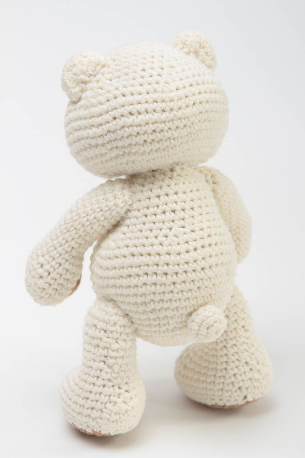 Jouet enfant Peluche tricotée fait main Cadeau original ourson blanc mignon photo 4