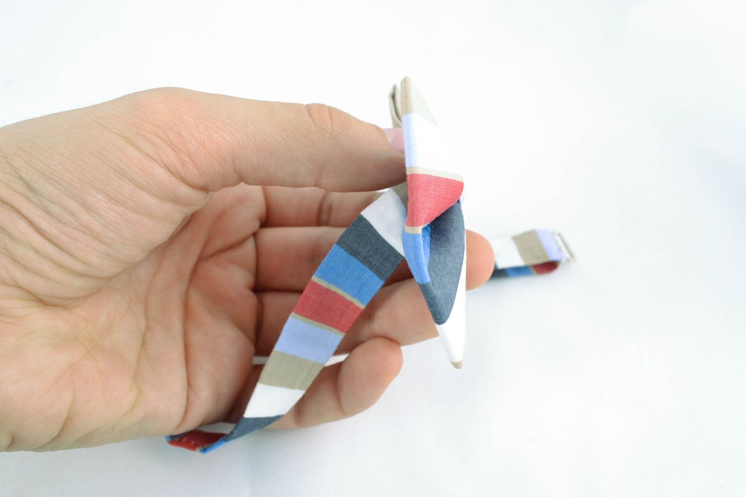 Полосатый галстук бабочка из хлопка фото 2