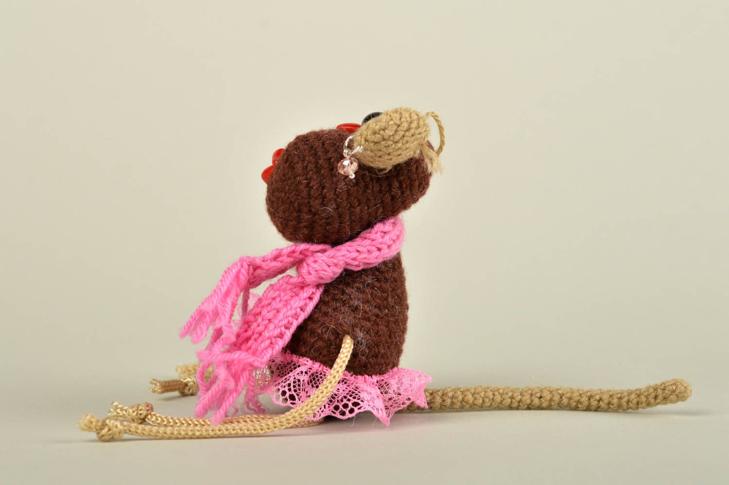 Jouet singe marron Peluche faite main tricotée au crochet Cadeau pour enfant photo 3