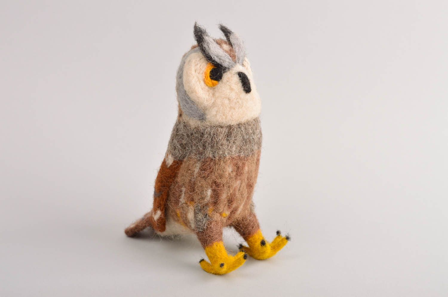 Gefilztes Kuscheltier Eule handmade Spielzeug aus Wolle Geschenk für Kinder foto 2