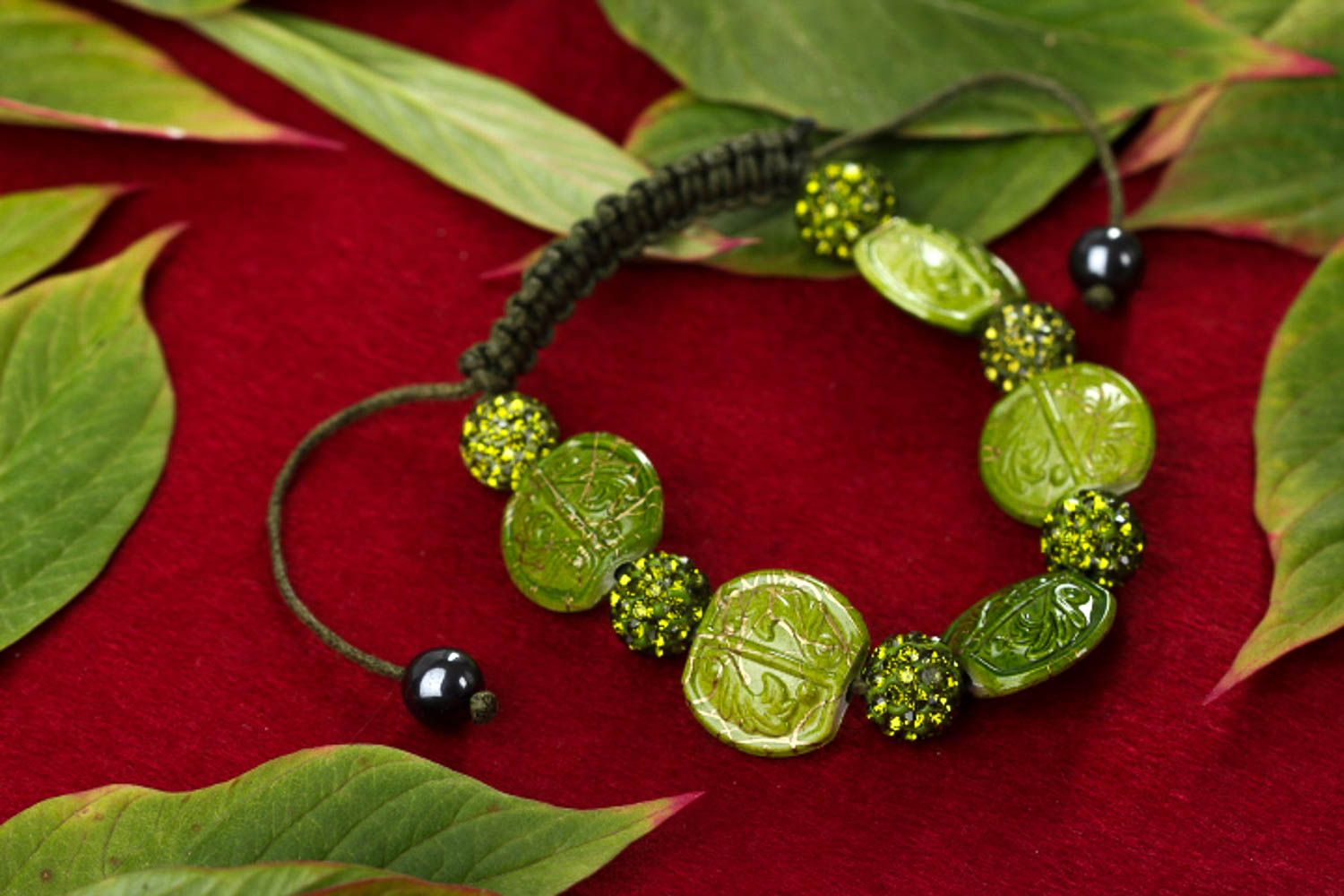 Geflochtenes Armband handmade grünes Armband Frauen Schmuck für Frauen schön foto 1