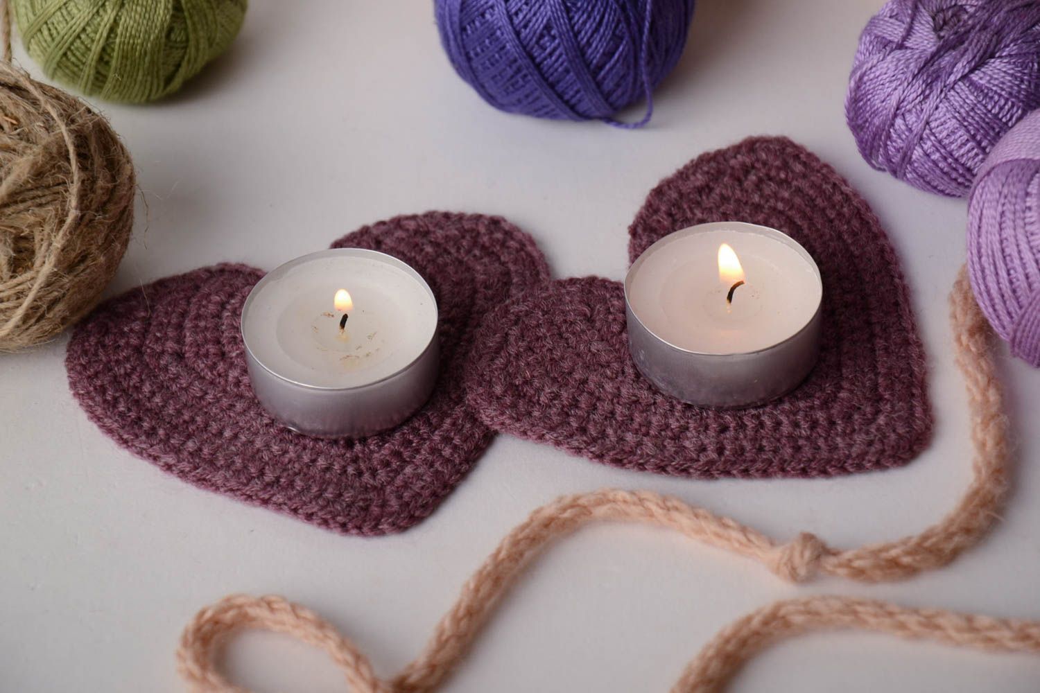 Crochet coasters for tablet candles photo 1