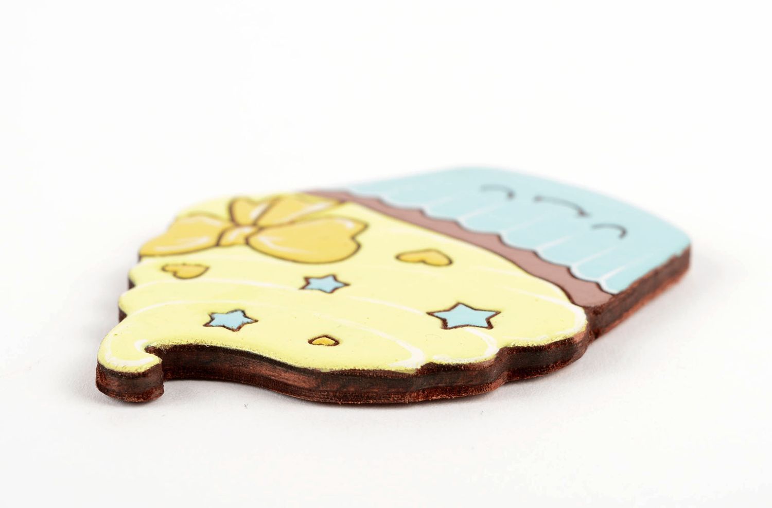Handmade Holz Magnet Designer Geschenk Magnet für Kühlschrank Cupcake blau foto 3