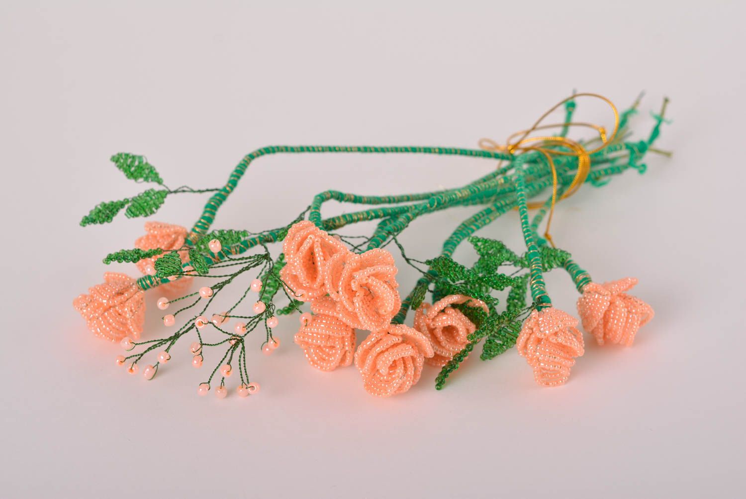 Composition florale fait main Fleurs décoratives Deco maison perles rocail photo 3