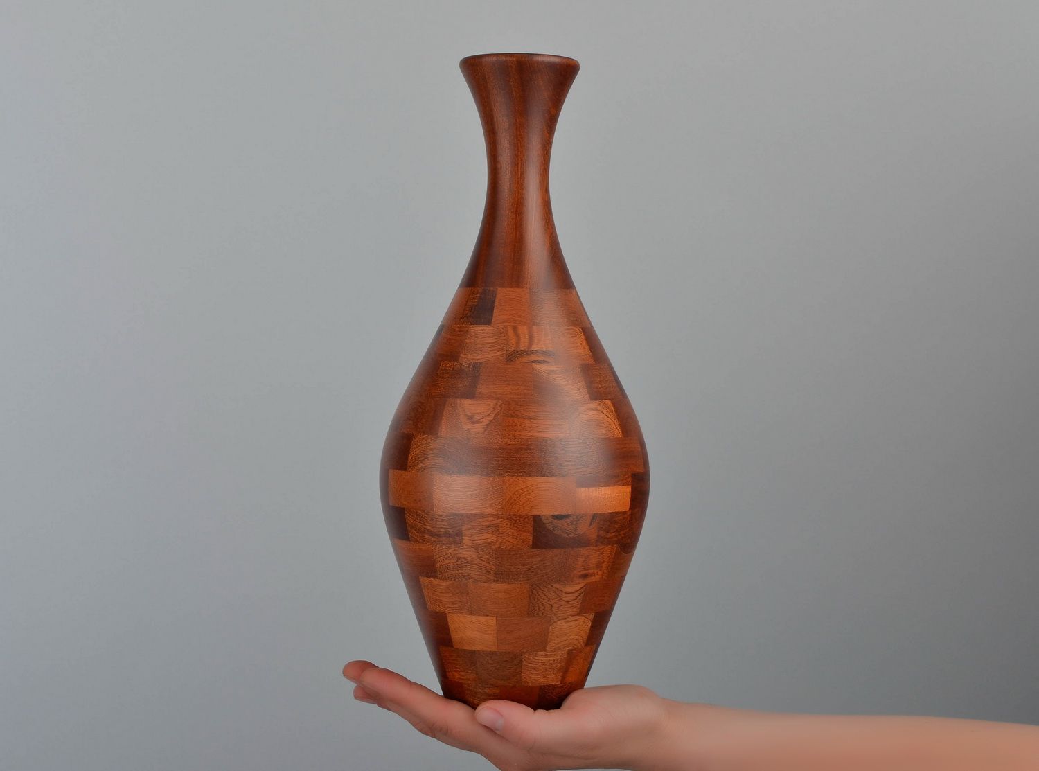 14 inches wooden decorative vase in brown color 1,14 lb photo 5