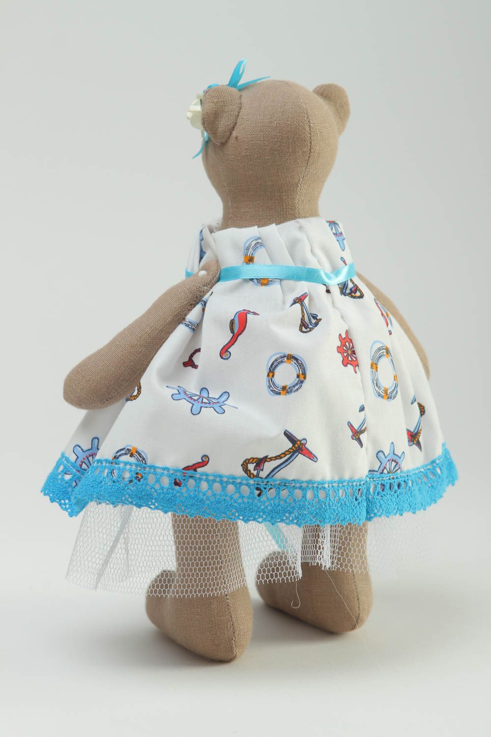 Juguete artesanal muñeca de peluche con abalorios regalo original Osa de algodón foto 4