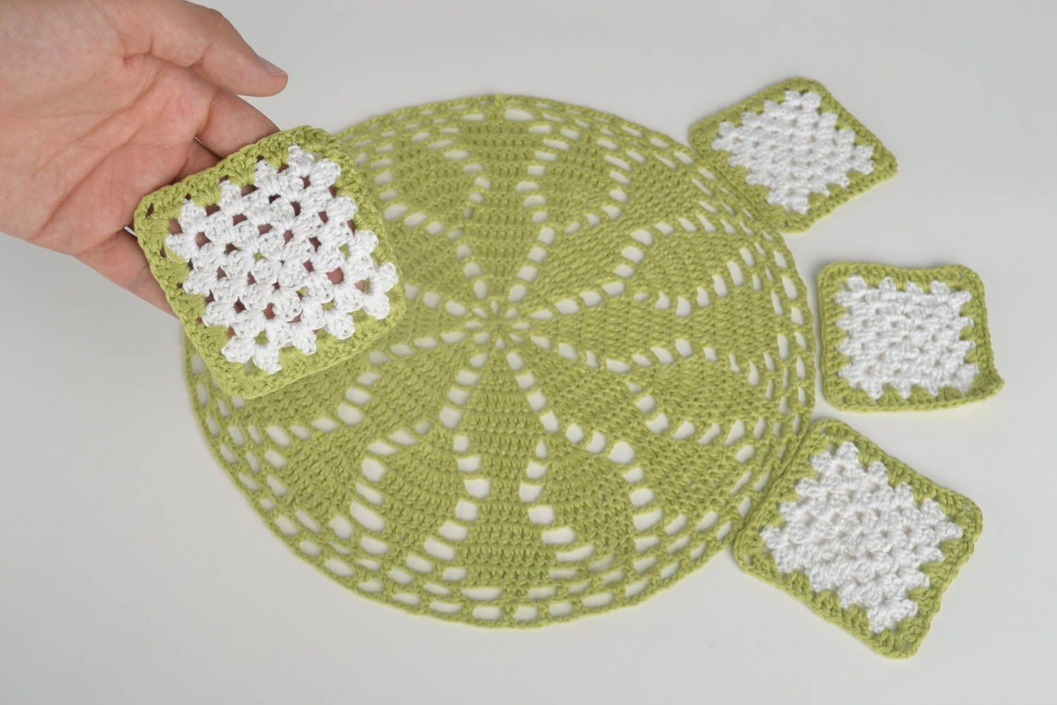 Handmade crochet napkin crochat coaster 4 hot pads crochet ideas home textiles photo 5