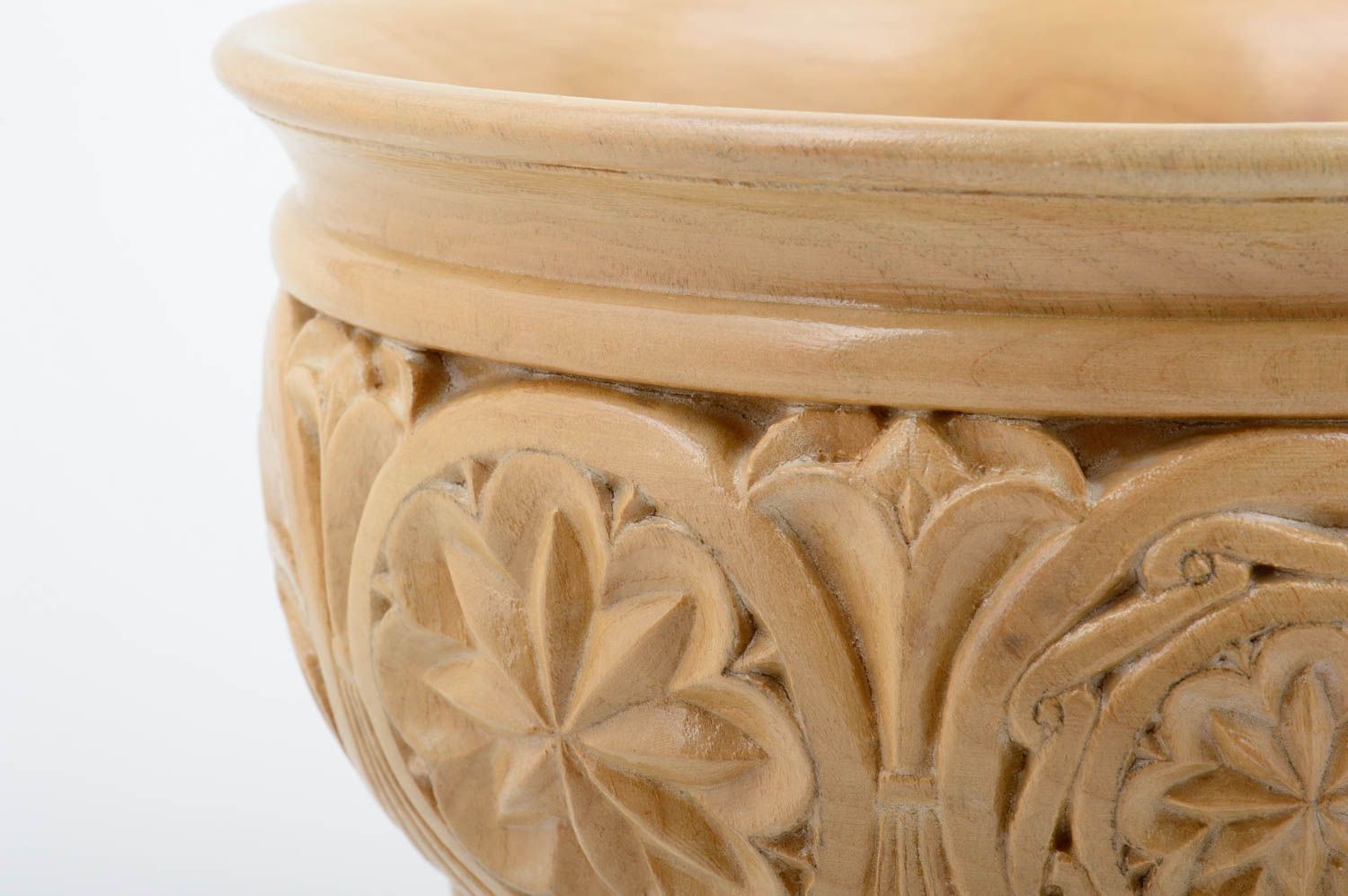 Coupe Déco en bois fait main claire Décoration de table avec ornements sculptés photo 3